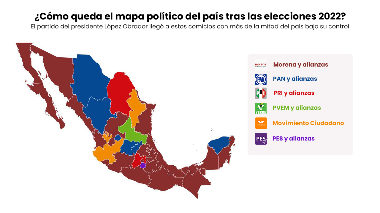 Así quedará el mapa político de México después de las elecciones